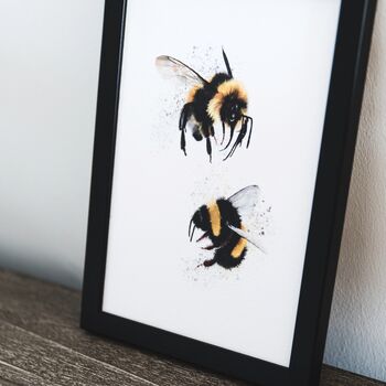Pair Of Watercolour Bumblebees A5 Print, 4 of 4