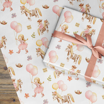 Girl Pony Wrapping Paper Roll Or Folded, 2 of 3