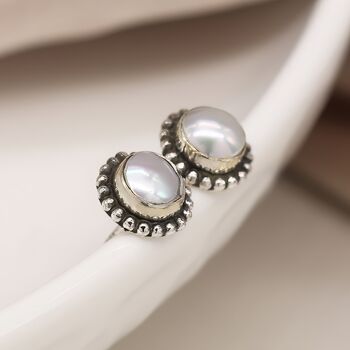 Sterling Silver Freshwater Pearl Stud Earrings, 7 of 11