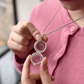 Silver Round Glass Pendant Necklace, 3 of 8