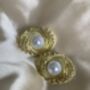 Gold Sunburst Pearl Stud Earrings, thumbnail 5 of 6
