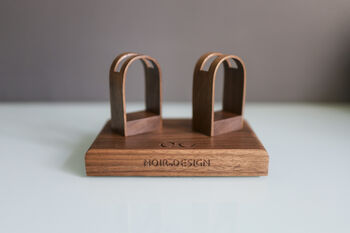 Luxury Walnut Double Glasses Stand Holder Personalised, 2 of 7