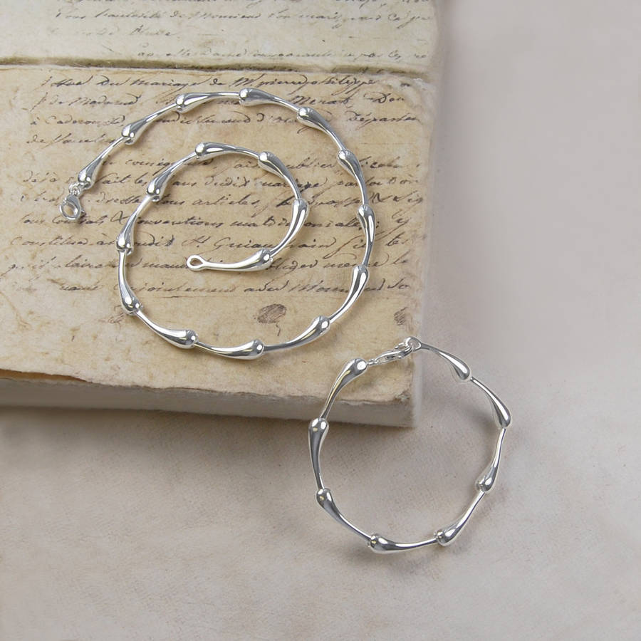 Sterling Silver Teardrop Necklace And Bracelet Set By Otis Jaxon Sterling Silver Teardrop Necklace And