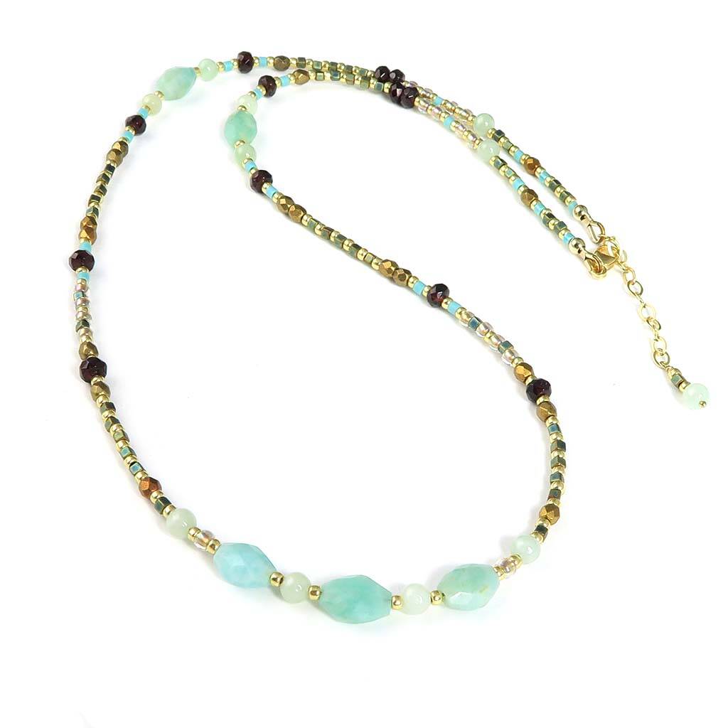 Amazonite, Jade And Garnet Wrap Bracelet By Wished For ...