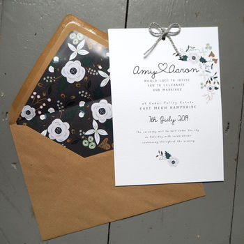 Winter Blooms Wedding Invitation Set, 3 of 9