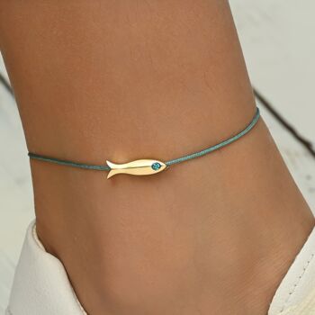 Adjustable Anklet Bracelet With Fish Charm, 2 of 5