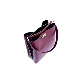 Plum Leather Tote Bag, 2 of 5