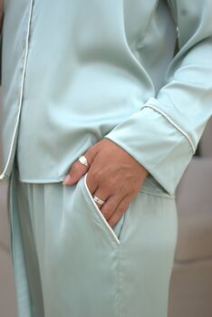 Sage Green Long Satin Pyjamas, 7 of 7