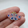 Pink And Purple Butterfly Enamel Pin With Gold Detail, thumbnail 3 of 7