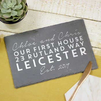Personalised First Home Board New House Couples Gift, 2 of 4