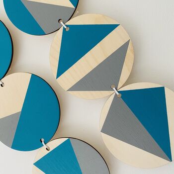 Teal And Grey Plywood Geometric Modern Wall Hanging Art, 8 of 8