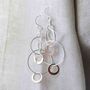 Silver And Rose Gold Swinging Circles Dangly Earrings, thumbnail 9 of 10
