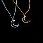 Crescent Moon Necklace In Sterling Silver, Gold Vermeil, thumbnail 3 of 10