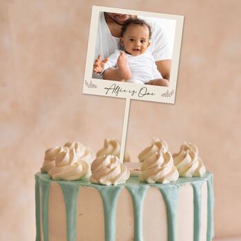 Personalised Photo Wooden Cake Topper With Message, 2 of 4