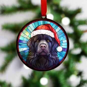 Newfoundland In Santa Hat Suncatcher Decoration, 2 of 6