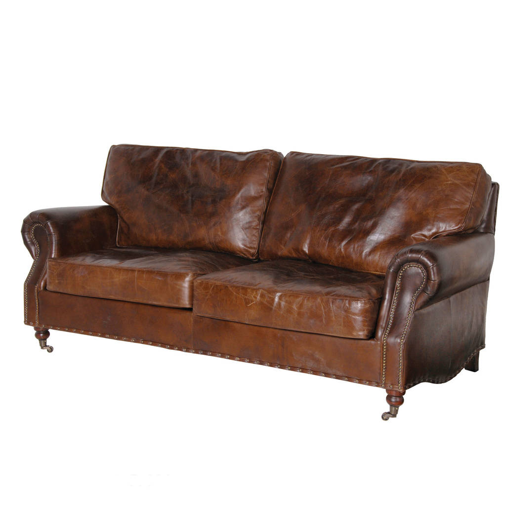 Crumple Leather Two Or Three Seater, Leather Studded Sofa Set Costa Rica