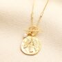 T Bar Angel Coin Pendant Necklace In Gold, thumbnail 1 of 2