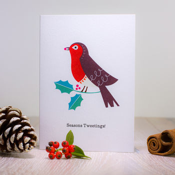 Christmas Card Pack Of Four Flamingo Penguin Bear Robin, 4 of 9