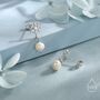Sterling Silver Snowflake And Natural Pearl Stud Earrings, thumbnail 5 of 12