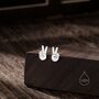 Peace Sign Hand Stud Earrings In Sterling Silver, thumbnail 3 of 11