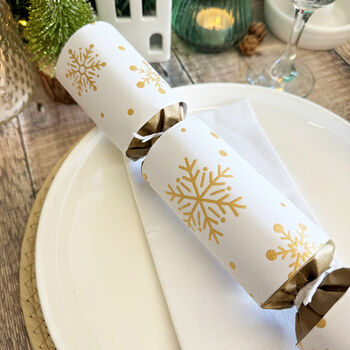 White With Gold Snowflake Christmas Crackers X6, 8 of 8
