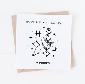 Personalised Pisces Zodiac Star Sign Card, 2 of 3