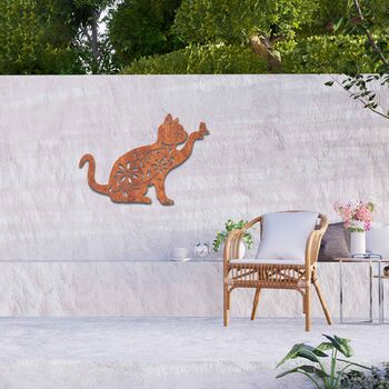 Metal Dog And Cat Set Wall Art Metal Garden Decor, 10 of 10