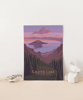 Crater Lake National Park USA Travel Poster Art Print, 2 of 8