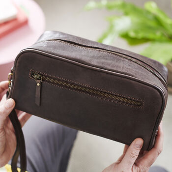 Mens Personalised Leather Wash Bag, 4 of 9