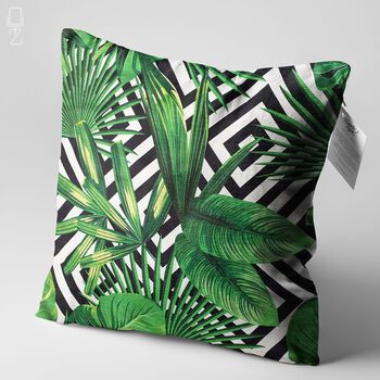 Green Tropical Palm Leaves Cushion Cover, 3 of 7