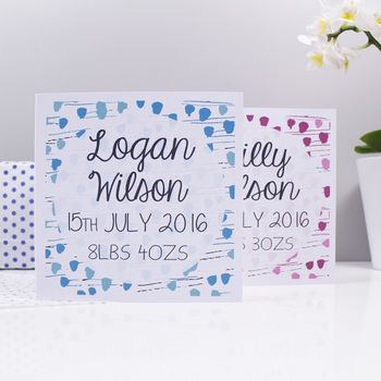 Personalised New Baby Card For Boys And Girls, 3 of 7