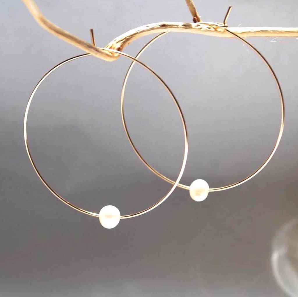 single pearl hoop earrings by lily king