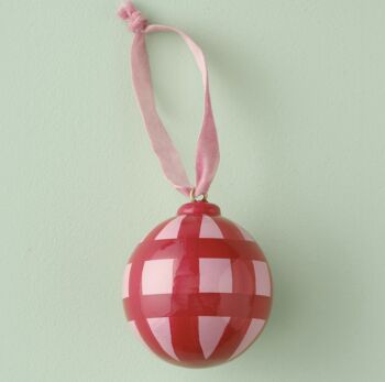 Pink And Red Hand Painted Christmas Bauble, 3 of 3