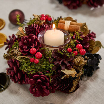 Two Winter Meadow Wreath Candle Holders, 3 of 5