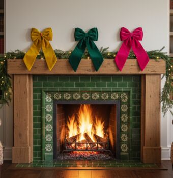 Sustainable Lrg Velvet Bow Hanging Christmas Decoration, 8 of 8