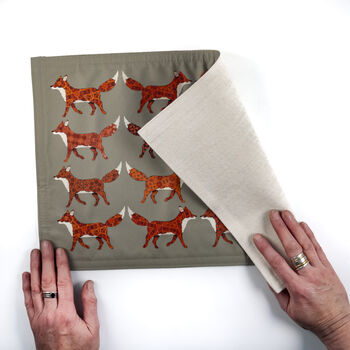 Red Foxes Large Fabric Placemat, 7 of 11