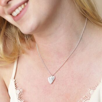 Textured Double Heart Necklace In Silver, 2 of 5