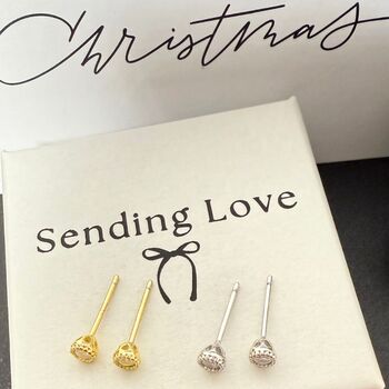 Diamond Cz Earrings Christmas Gift Set Gold And Silver, 4 of 10