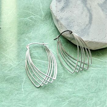 Multi Wire Overlapping Sterling Silver Hoop Earrings, 6 of 9