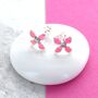 Pink Enamel And Crystal Flower Earrings, thumbnail 1 of 2