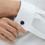 Woven Fabric Faced Cufflinks Navy Blue, thumbnail 2 of 4