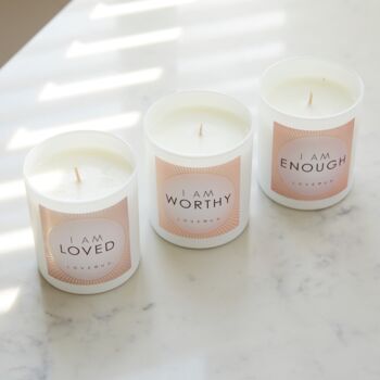 Love Lights Scented Affirmation Candle I Am Worthy, 2 of 5