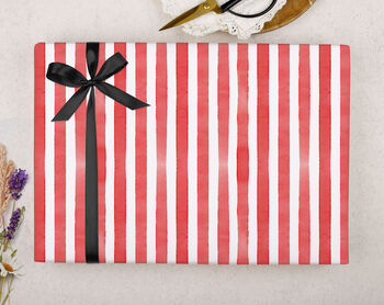 Valentine Wrapping Paper With Red Stripe Pattern, Three Sheet Pack, 3 of 3