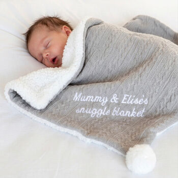 Personalised Twins Cable Knit Pom Pom Blankets, 9 of 12