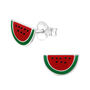 'One In A Melon' Watermelon Sterling Silver Earrings, thumbnail 4 of 8