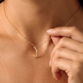 Gold Or Silver Women’s Dainty Crescent Moon Necklace, Celestial Jewellery Gift For Her, 2 of 6