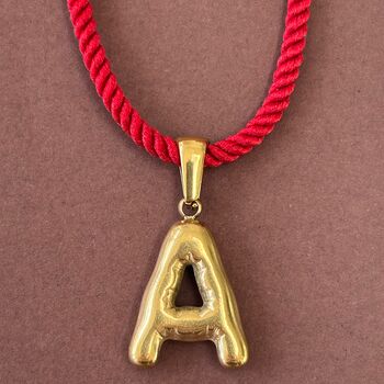 Personalised Initial Charm Rope Style Red Cord Long Necklace, 3 of 7