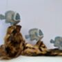 48cm Hand Carved Coral And Blue Fish Figurine On Teak Root Ornament, thumbnail 2 of 9