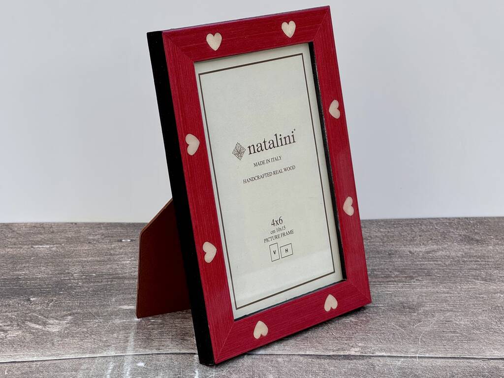 Natalini Red With Cream Hearts Photo Frame, 1 of 3