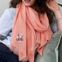 Birthday Flower Personalised Light Cotton Scarf Gift, thumbnail 5 of 8